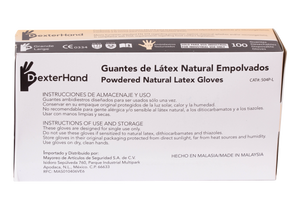 Dexterhand 504P Caja con 100 Guantes de Latex Desechables Empolvados (Caja)