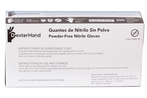 Dexterhand 704PF Caja con 100 Guantes de Nitrilo Desechable sin Polvo (Caja)